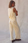 Beige Solid Color Tank Top and Pants Set