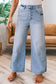 Button Up Pinstripe Wide Leg Jeans