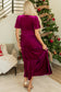 Velvet Short Sleeve Shirred Waist Tiered Dress