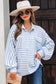 Blue Striped Half Button Sweater