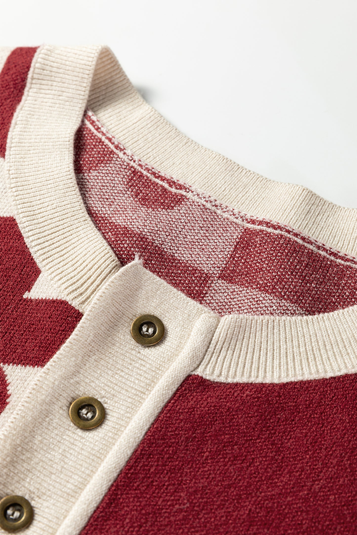 Flower Plaid Henley Sweater