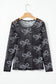 Black Bow Print Long Sleeve Mesh Top