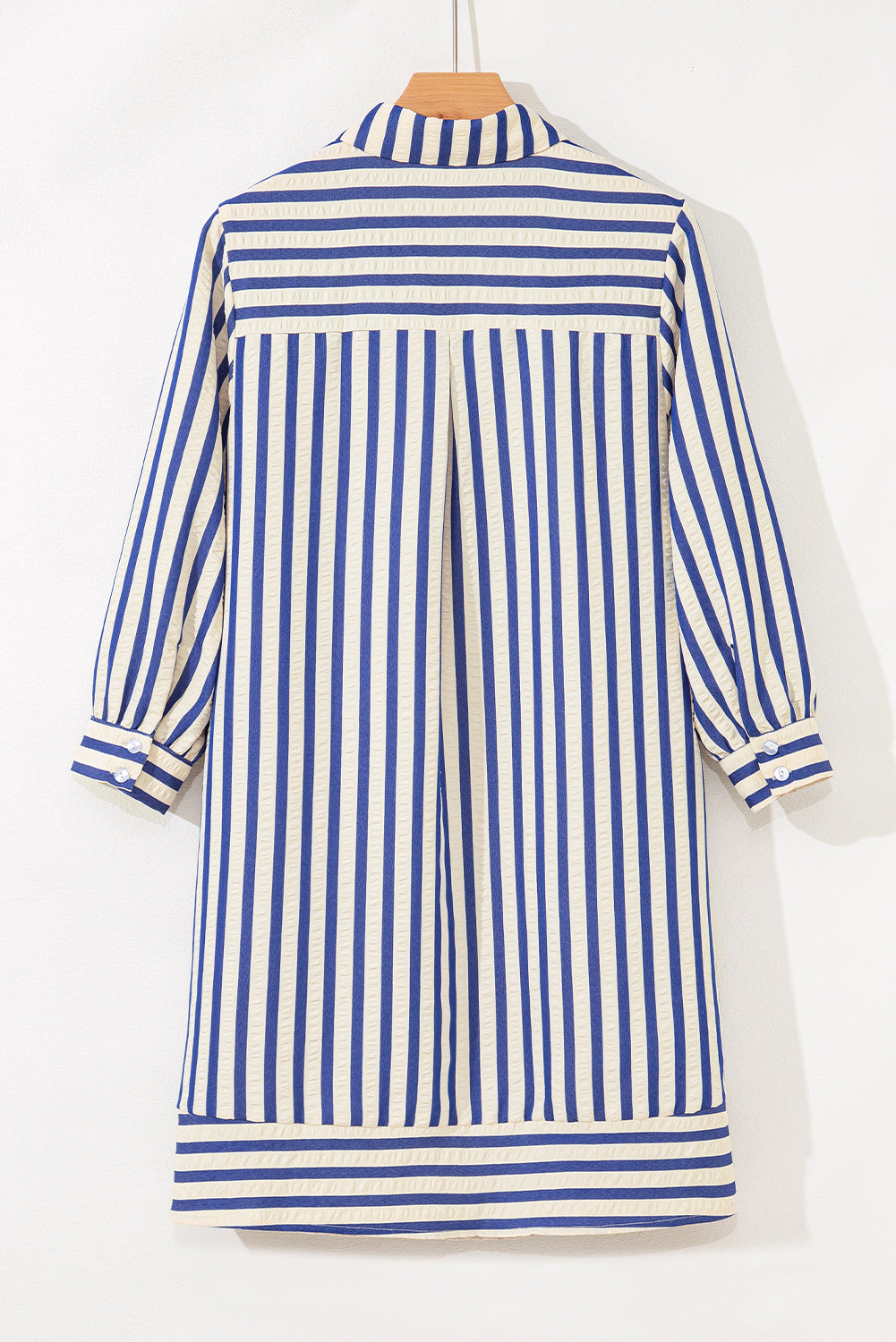 Blue Stripe Half Button Mini Dress