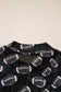 Black Game Day Football Mesh Sheer Top