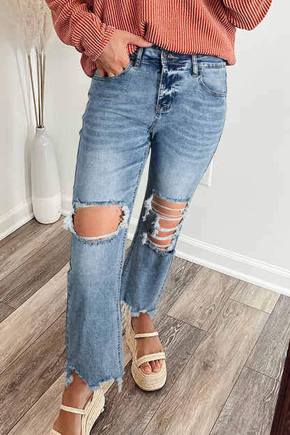 Raw Hem Flare Jeans
