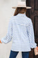 Blue Striped Half Button Sweater