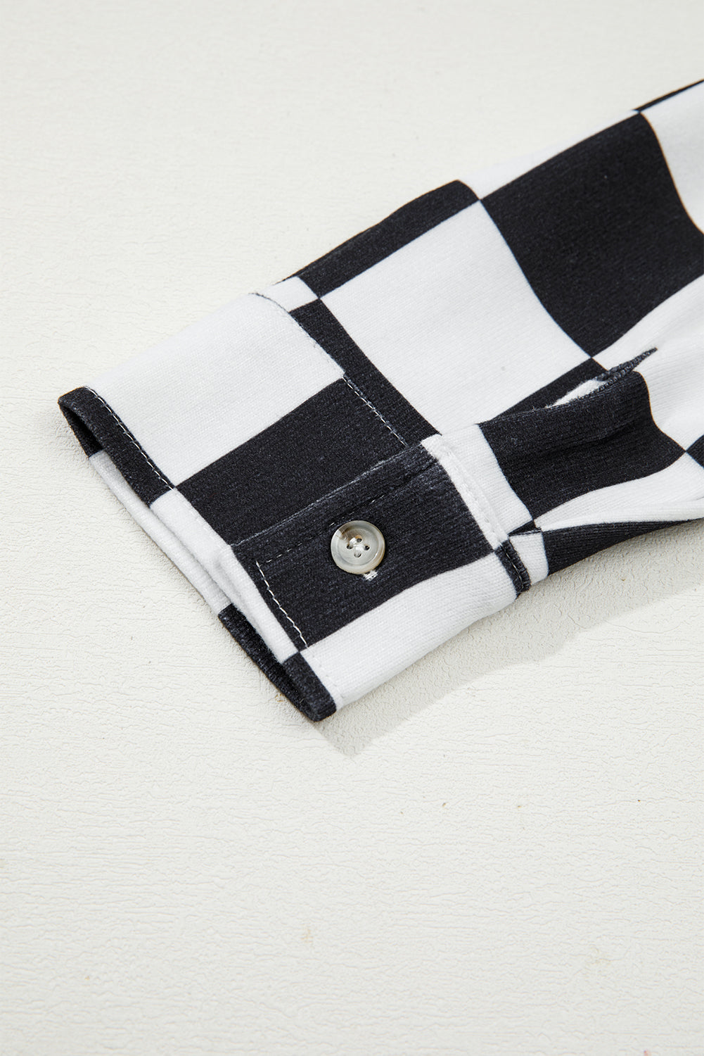 Checkerboard Flap Pocket Button Front Shacket