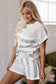 Gray Stripe Short Sleeve Top and Shorts Set