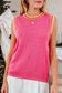 Bright Pink Pearl Detail Sweater Tank Top