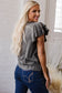 Dark Grey Ruffle Short Sleeve Top