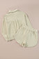 Textured Buttoned Long Sleeve Top & Shorts Set
