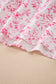 Pink Floral Ruffled Sleeve Bow Blouse