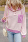 Light Pink Corded Colorblock Hooded Top