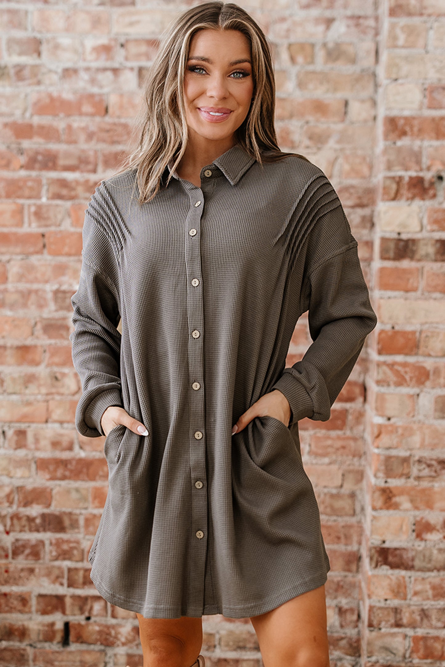 Taupe Waffle Knit Dress