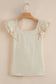 Beige Textured Bow Knot Frilled Butterfly Sleeve Blouse