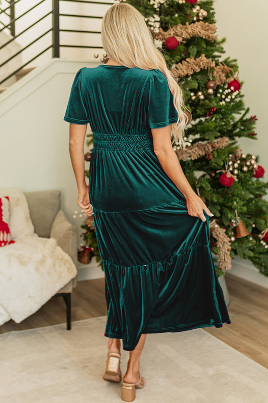 Velvet Dreams Tiered Maxi Dress