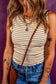Stripe Exposed Seam Trim Top