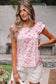 Pink Floral Ruffled Sleeve Bow Blouse