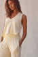 Beige Solid Color Tank Top and Pants Set