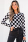 Black Checkerboard Western Elements Printed Mesh Top