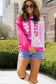 Pink Color Block Sequined Cowgirl Boots Sweatshirt