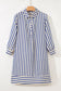 Blue Stripe Half Button Mini Dress