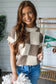 Checkered Color Block Crew Neck Sweater