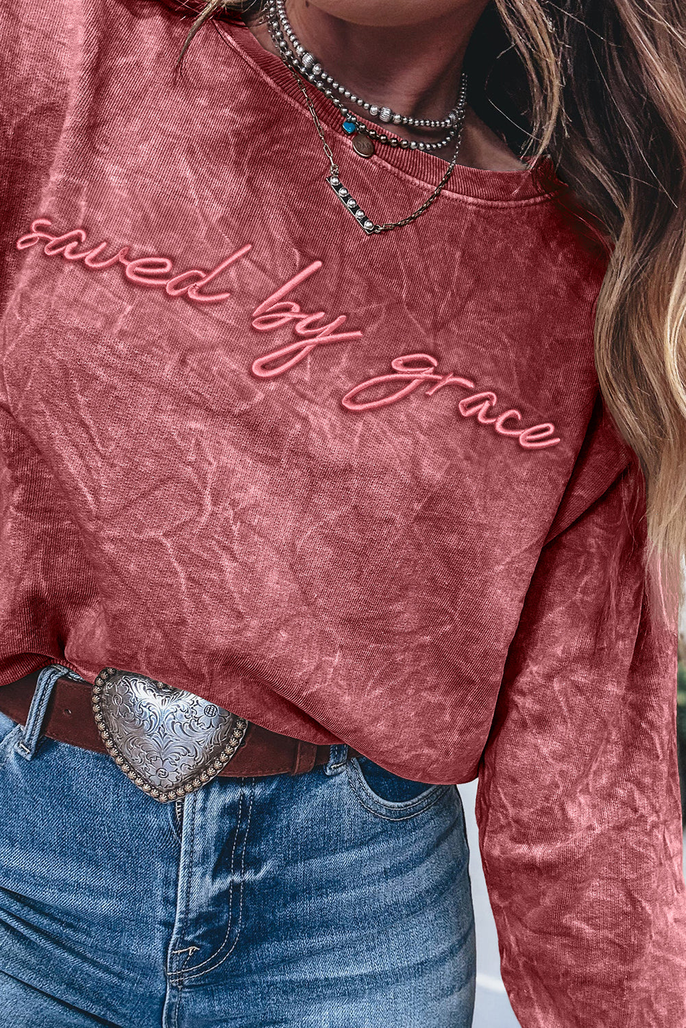 Saved By Grace Embroidered Pullover