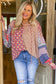Floral Printed Long Sleeve Tied V Neck Blouse