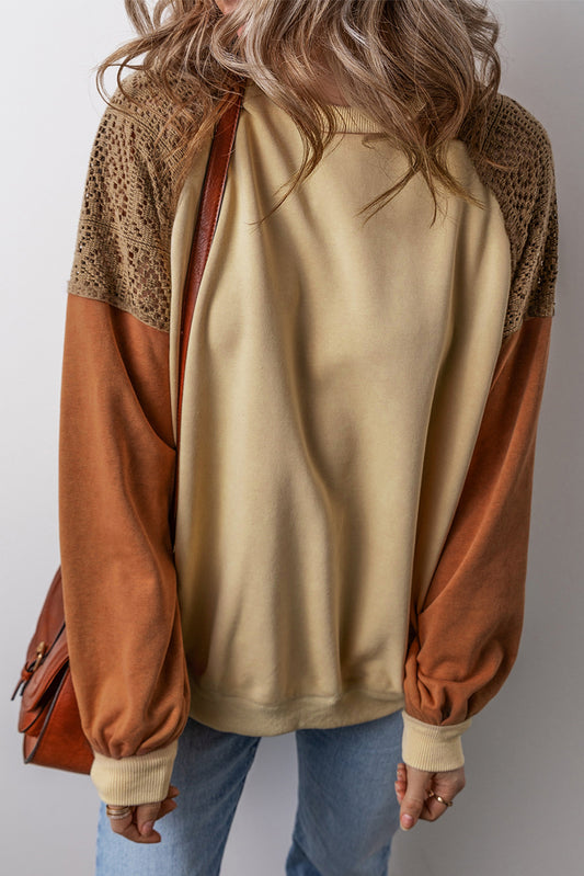 Patchwork Colorblock Drop Shoulder Sweatshirt