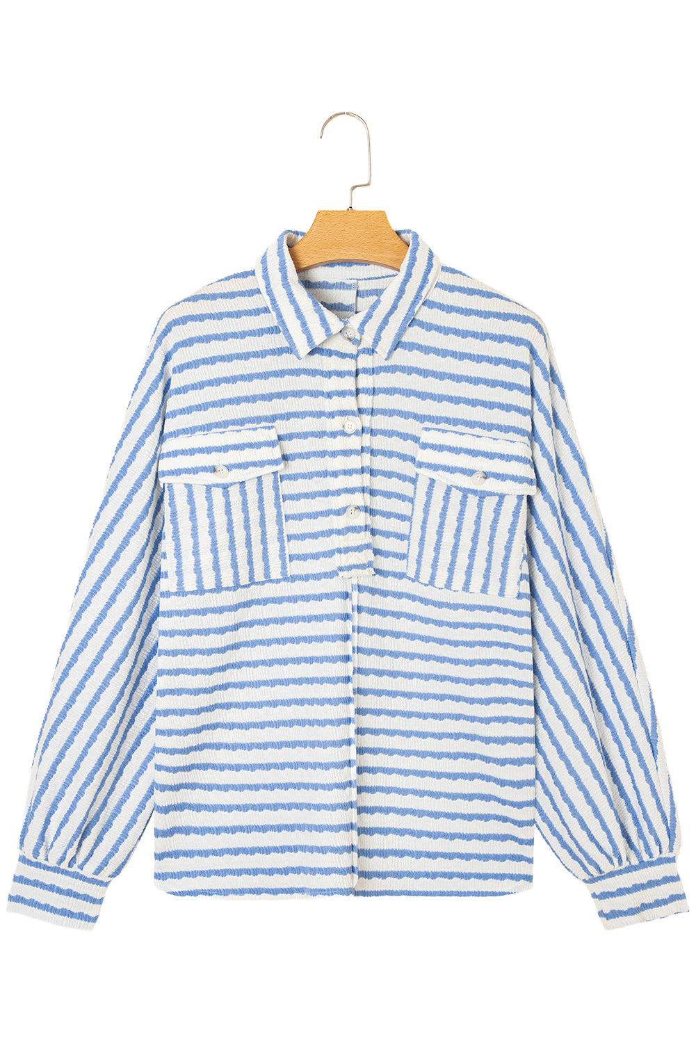 Blue Striped Half Button Sweater