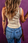 Stripe Exposed Seam Trim Top
