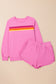 Striped Accent Pullover and Shorts Two Piece Set