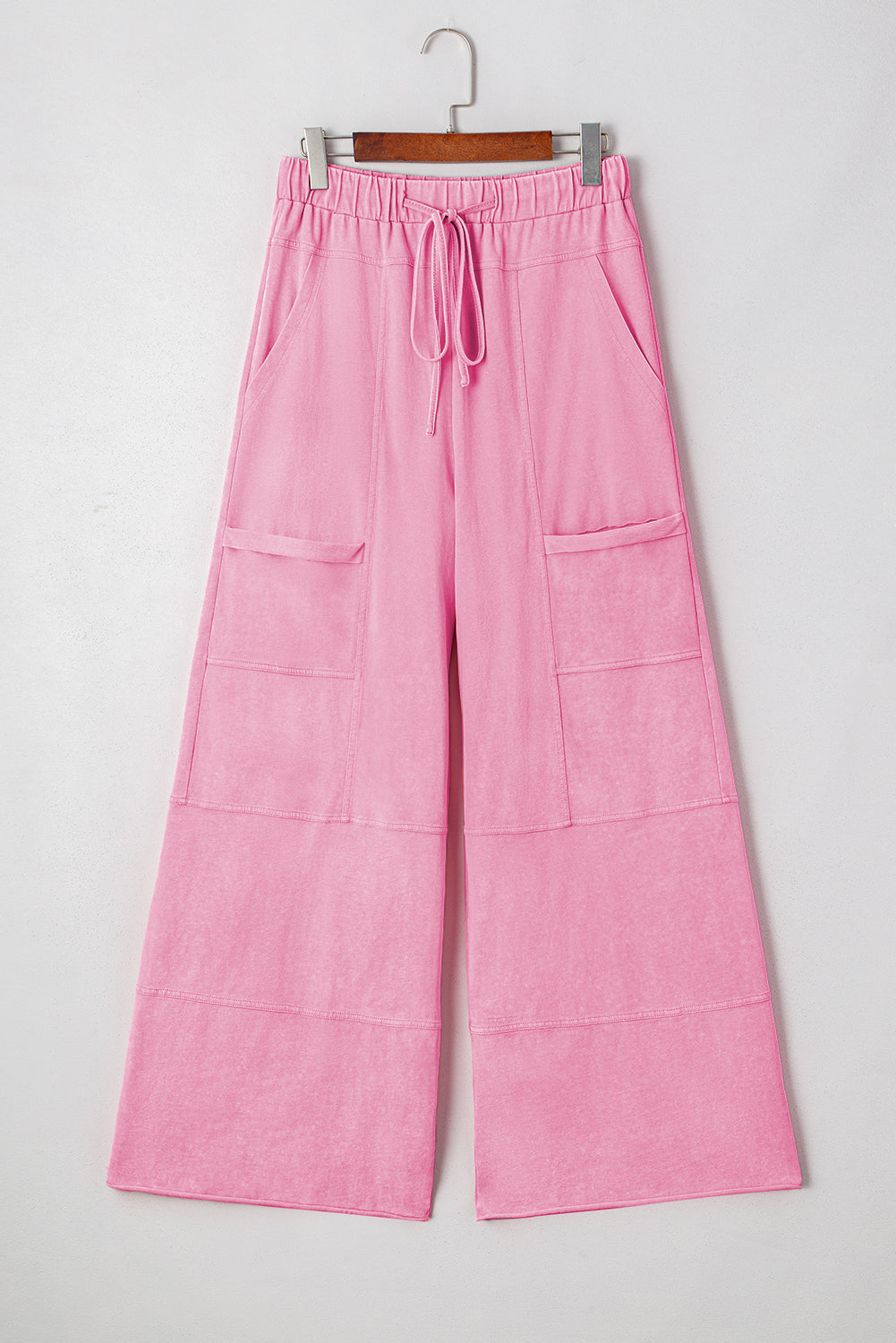 Mineral Wash Drawstring High Waist Wide Leg Cargo Pants