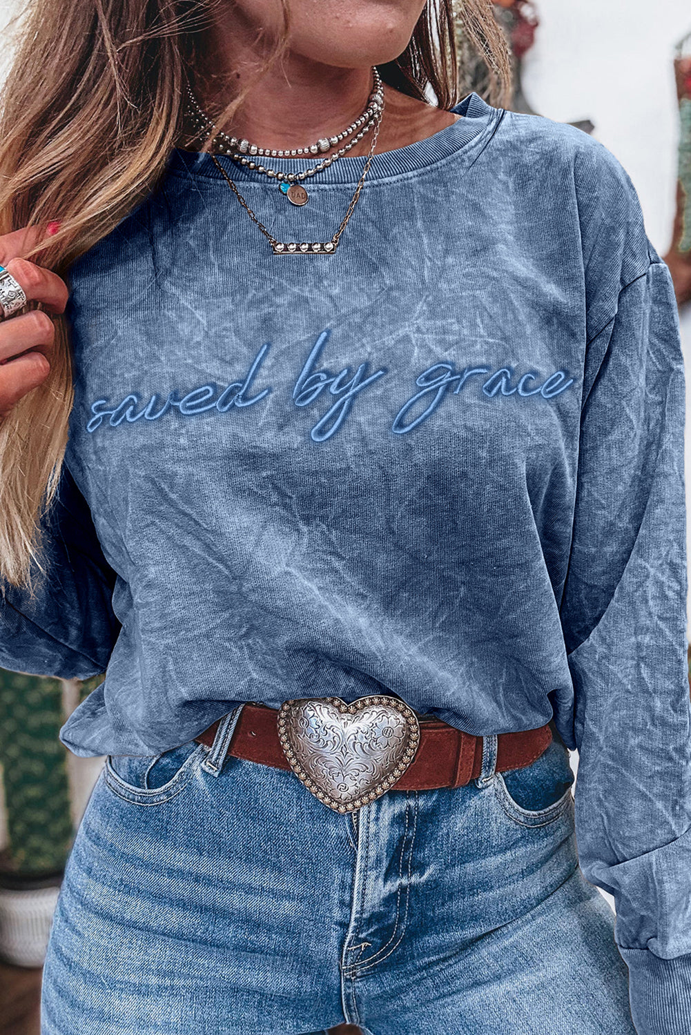 Saved By Grace Embroidered Pullover