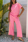 Contrast T Shirt and Wide Leg High Waist Pants Set