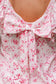 Pink Floral Ruffled Sleeve Bow Blouse