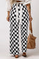 Wide Checked Print High Waist Pants