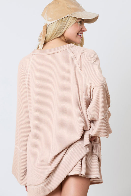 Corded Lantern Sleeve Top High Waist Ruffled Mini Skirt Set