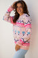 Christmas Pattern Feathered Sleeve Sweater
