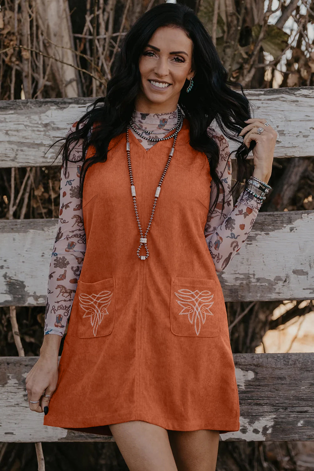 Gold Flame Corduroy Mini Dress