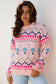 Christmas Pattern Feathered Sleeve Sweater