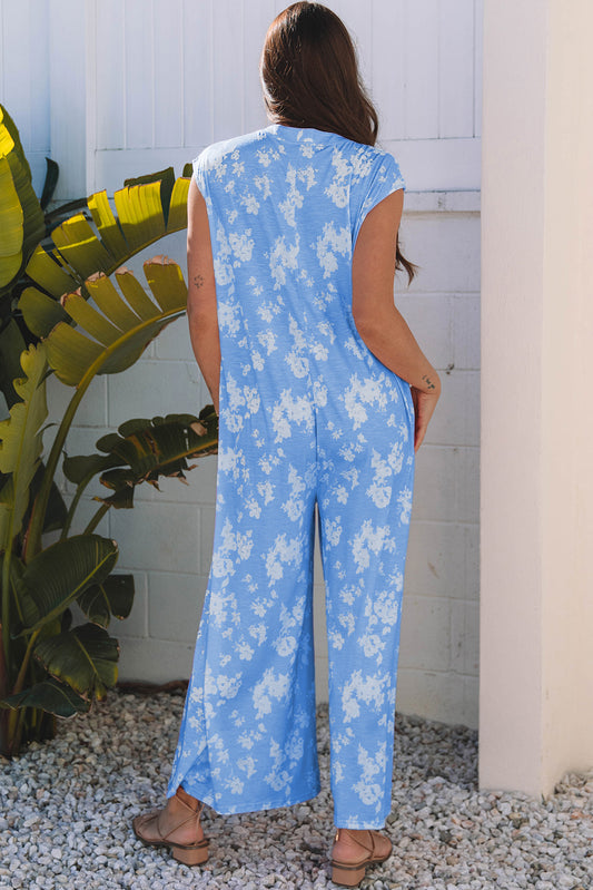 Floral Print Wide Leg Jumpsuit
