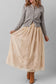 Oatmeal Embroidered Mesh Flowy Long Skirt