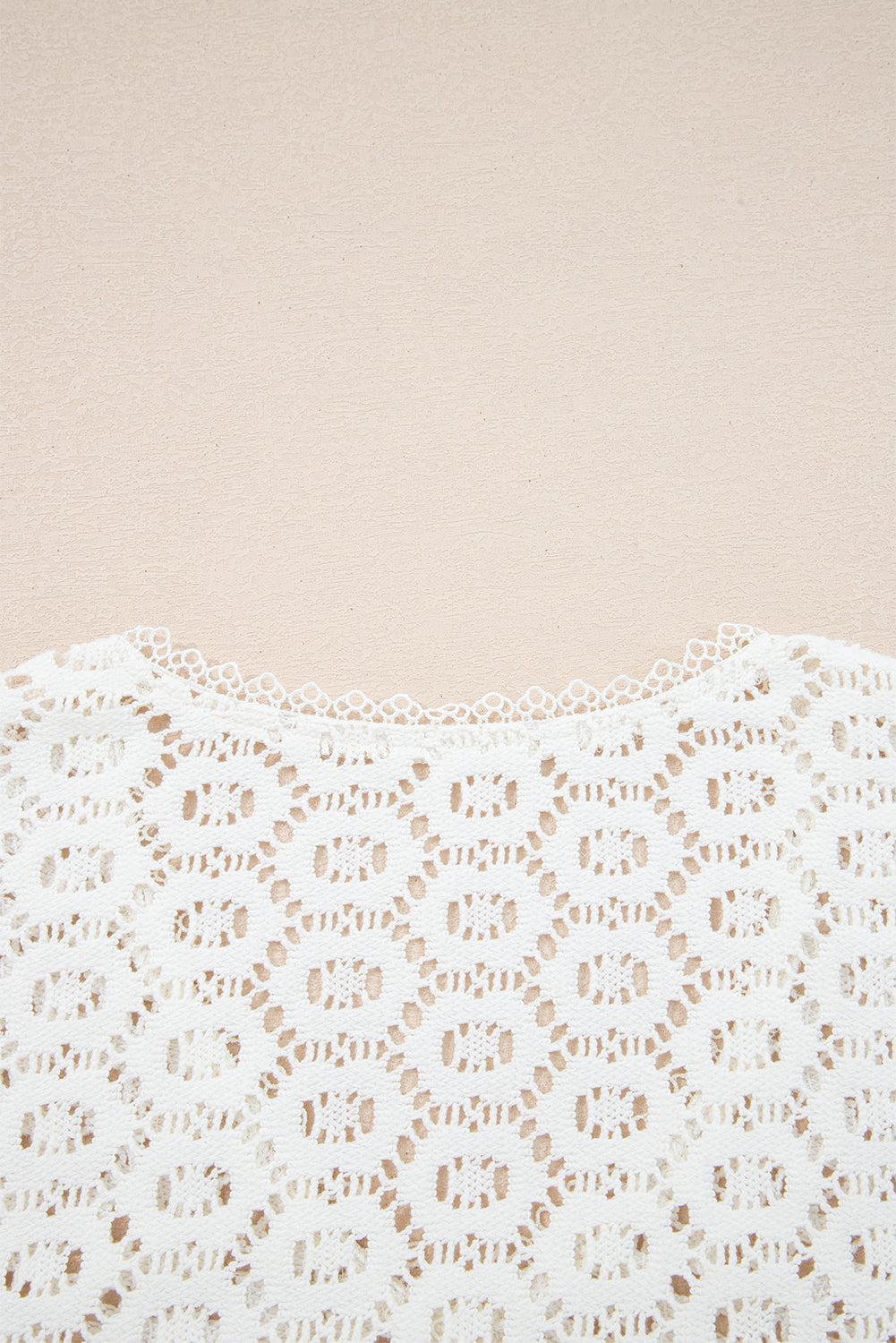 Beige Flower Lace Ruffled Top