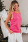 Bright Pink Pearl Detail Sweater Tank Top