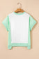 Light Green Color Block Exposed Seam Crew Neck T Shirt