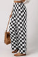 Wide Checked Print High Waist Pants