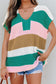 Multicolour Color Block V Neck Sweater T Shirt