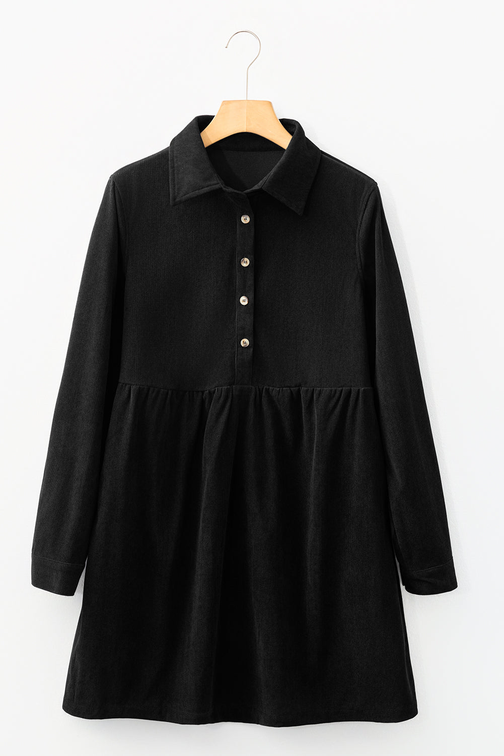 Corduroy Collared Long Sleeve Mini Dress